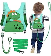 Dr.meter 3 in 1 Toddler Harness Leash + 8.2ft Anti Lost Wrist Link, Cute Dinosaur Kids Safety Har...