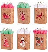 SUNCOLOR 24 Pack Small Christmas Gift Bags With Tissue Paper