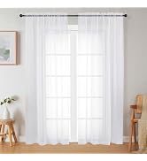 Welvetblk White Sheer Curtains 84 Inches Long 2 Panels, Soft Airy Light Filtering Curtains for Be...