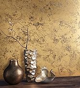 VEELIKE Metallic Wallpaper Stick and Peel Textured Gold Wallpaper for Bedroom Accent Walls 15.7''...