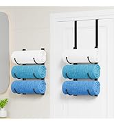 HapiRm Rolled Towel Racks for Bathroom - 3-Tier Over The Door & Wall Mounted Bathroom Towel Stora...
