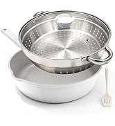 AIKENBBKK 12 Inch Ceramic Frying Pan Skillet with Steamer, Nonstick Saute Pan with Lid, Steamer P...