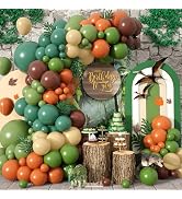 Paready Dinosaur Balloon Arch, 120 Pcs Dino Balloon Arch Garland Kit, Olive Sage Bean Green Beige...