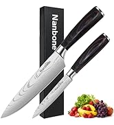 Nanbone Professional Chef Knife Set 2 Pieces - Kitchen Knives High Carbon Stainless Steel Ultra S...