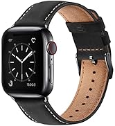SUNFWR Leather Bands Compatible with Apple Watch Band 49mm 45mm 44mm 42mm for Men Women, Top Grai...