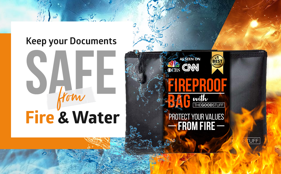 Keep your documents safe from fire and water with a fireproof bag.