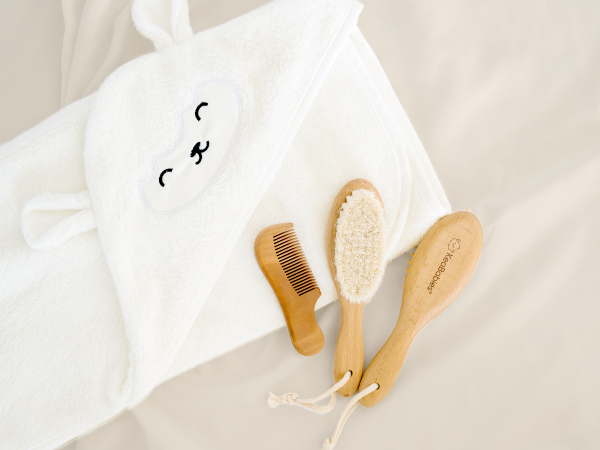 baby hair brush comb newborn set wooden goat bristles cradle cap boys girls toddlers hairbrush