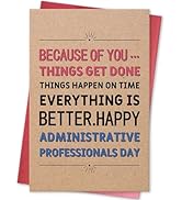 hvdler Administrative Professionals Day Card for Woman Man, Secretary’s Day Appreciation Card for...