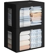 FHSQX Clothes Storage Bins,Foldable Clothing Storage Box,Stackable Steel Frame Oxford Fabric Orga...