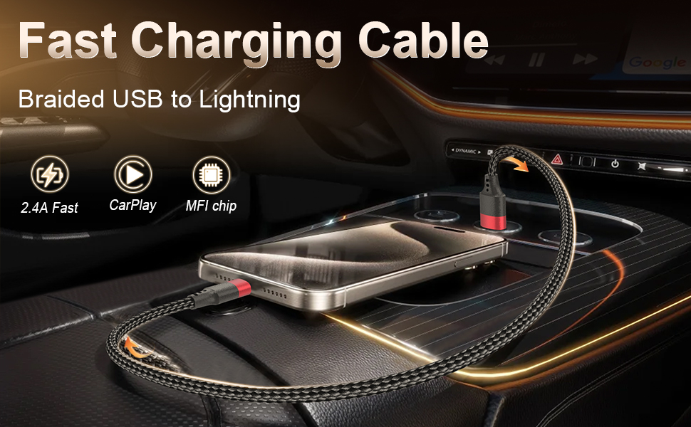 2 pack braided usb to lightning charging cable