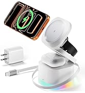 5 in 1 Wireless Charger, Foldable Wireless Charging Station with Night Light for Apple Magnetic C...