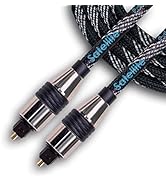 SatelliteSale Digital Toslink SPDIF Audio Optical Fiber Cable, Nylon Black/Silver Cord (3 feet)