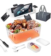 FCCABIN Electric Lunch Box, 1.8L Larger 80W Quick Food Heater for Adults, Self Heating Lunch Box ...