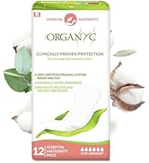 Organyc Hospital Postpartum Pads, 100% Certified Organic Cotton Inside and Out for Women, for Fir...