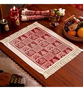 UWWGKK Placemats Set of 4,Christmas Tree Placemat with Tassel Fringe,Gift Placemats for Coffee Ta...