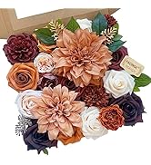 FACINOC Roses Artificial Flowers Orange Bouquet Box Set Fake Flower with Stems for DIY Bridal Wed...