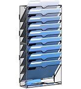 DALTACK Wall File Holder 10 Tier Hanging Wall File Organizer, for Papers Mails Folders Clipboard ...