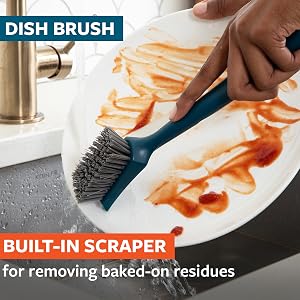 dish washing brush with handle; dishwashing brush; kitchen scrub brush; dish scrub brush