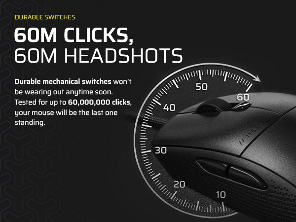 durable switches; long lasting mouse; mechanical switches; PTFE mouse feet