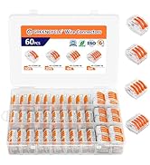 GreenCycle 60PCS Lever Wire Connectors, Quick Wire Splice Connectors Push-in, 2/3/5 Transparent H...