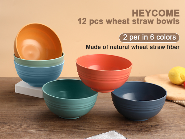 12 pcs wheat straw bowls