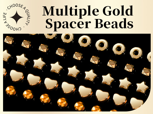 SHINY METALLIC GOLD SPACER BEADS IN 5 PATTERNS