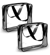 2Pcs Crystal Clear Toiletry Bag Kit Travel Beach Essentials Women Men, PVC Vinyl Packing Organize...