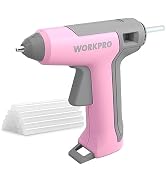 WORKPRO Pink Cordless Mini Hot Glue Gun, Energy Saving Rechargeable Fast Heating Glue Gun Kit wit...