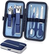 Aceoce Travel Manicure Set Mens Grooming Kit Stainless Steel Nail Clippers Nail Care Tool with Lu...
