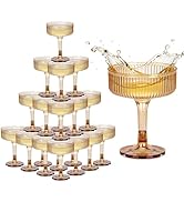 Houmury 7oz Amber Plastic Champagne Glasses Unbreakable Wedding Acrylic Martini Plastic Flutes Go...