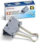 Officemate EZ Binder Clips, Medium Size, 12/Box, Gray (99250)