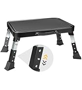 BONTEC Folding Step Stool, 3-Level Adjustable Metal Step Stool with Anti-Slip Pedal and Locking L...