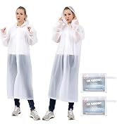 TUNCHMO Rain Coats for Adults Reusable - 2 Pack EVA Rain Ponchos with Hood for Men Women Button t...