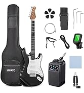 LEKATO Beginner Electric Guitar Kit 39 Inch Full Size Solid Body Guitar SSS for Starter Roasted M...