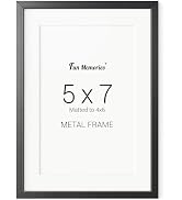 Fun Memories 5x7 Aluminum Picture Frame - 5 x 7 Aluminum Photo Frames with 4x6 Removable Mat- Ide...