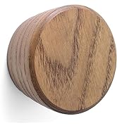 6 Pack Walnut Wood Cabinet Knobs Finished - 1 ½ " Diameter Round Shape - Wooden Drawer Pulls, Han...