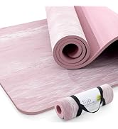 UMINEUX Extra Thick Yoga Mat, 2/5 Inch (10MM), Natural Rubber and TPE Non Slip Yoga Mats with Str...