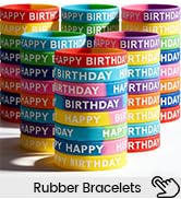 LovesTown 48PCS Happy Birthday Rubber Bracelets for Kids Classroom, Silicone Stretch Wristbands f...