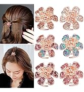 Mini Metal Hair Clips with Rhinestone Crystals for Women - Non-slip Jaw Clamps and Claws for Thic...