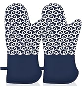 NAVITHOUS Kitchen Oven Mitts Heat Resistant 500? Oven Mitt Gloves, 100% Cotton Lining Non-Slip Si...