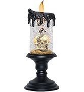 Eldnacele Halloween Snow Globe Candle Battery Operated Lighted Flameless Candles Light Swirling W...
