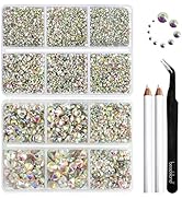 Beadsland 8300PCS Flatback Rhinestones, AB Crystal Rhinestone Round Crystal Rhinestones for Craft...