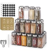 Antimbee 28 Pcs Clear Glass Spice Jars,3.5 oz Glass spice jar with 324 labels, Funnel,Chalk Pen,S...