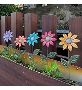 HUTHDAK Metal Flowers for Outside,5 Pack 16.15" Decorative Garden Stakes with Swaying Flowers Hea...