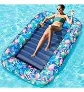 FindUWill Oversized Pool Float Lounger, 72" X-Large Fabric Covered Pool Floats Adult, Heavy Duty ...