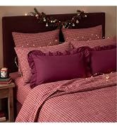 Bedsure Ruffle Pillow Cases Standard Size Set of 2, Red Pillow Shams | 2.7" French Ruffles, Distr...