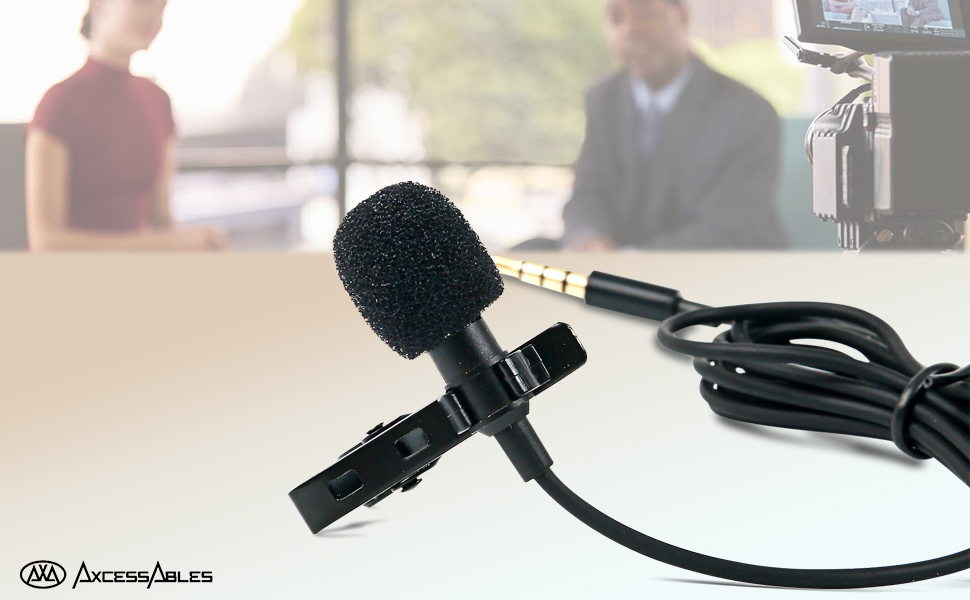 AxcessAbles LAV-C Lavalier Lapel Condenser Clip-On Microphone for PC, Mac & Android Mobile Devices