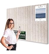 Large Cork Bulletin Board for Wall 36"x24", 6 Pack Felt Slat Wall Panel Tiles with 50 Pushpins, 3...
