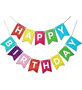 Letjolt Colorful Happy Birthday Banner Birthday Party Bunting Signs for Rainbow Birthday Decorati...