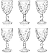 SOUJOY 6 Pack Wine Glasses Goblet, 10oz Vintage Embossed Glass Cup, Beverage Stemmed Party Glasse...